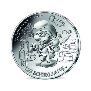 Monnaie de 10 euro argent schtroumpf docteur