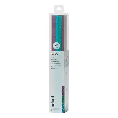 Cricut : Feuilles Flex Thermocollant Pailletés 30 5 cm Bleu Violet Vert