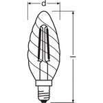 Osram ampoule led flamme torsadée clair filament 2 5w=25 e14 chaud