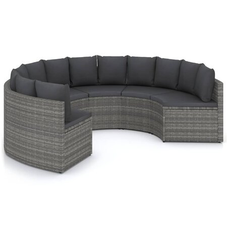 vidaXL Salon de jardin 6 Pièces avec coussins Résine tressée Gris