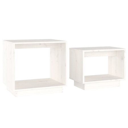 vidaXL Tables basses gigognes 2 Pièces Blanc Bois de pin massif