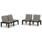 vidaXL Bancs de salon de jardin avec coussins 2 Pièces Plastique Gris