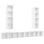 vidaXL Meubles TV muraux 4 Pièces Blanc brillant Aggloméré