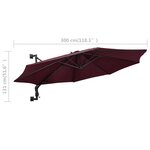 vidaXL Parasol mural avec mât en métal 300 cm Bordeaux