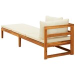 vidaXL Chaise longue avec 1 accoudoir Blanc crème Bois d'acacia solide