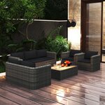 vidaXL Salon de jardin 8 Pièces avec coussins Résine tressée Gris