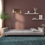 vidaXL Canapé-lit à 2 places avec deux oreillers Gris clair Velours