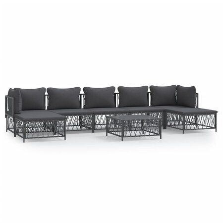 vidaXL Salon de jardin 8 Pièces avec coussins anthracite acier