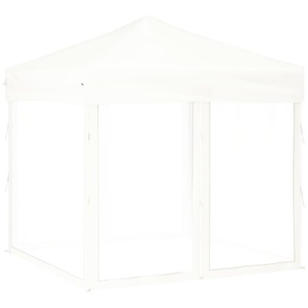 vidaXL Tente de réception pliable avec parois Blanc 2x2 m