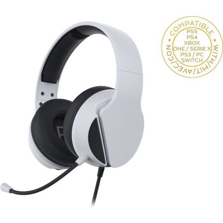 Subsonic - Casque Gaming Blanc avec micro pour PS5 - Compatible PS4/PS3/Xbox One et Xbox Series X/Switch/PC