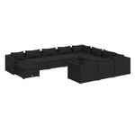 vidaXL Salon de jardin 11 Pièces avec coussins Résine tressée Noir