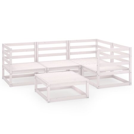 vidaXL Salon de jardin 5 Pièces Blanc Bois de pin massif