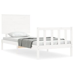 vidaXL Cadre de lit avec tête de lit blanc 90x200 cm bois massif