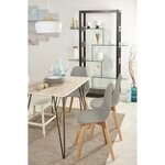 SACHA Lot de 4 chaises de salle a manger gris - Pieds en bois hévéa massif - Scandinave - L 48 x P 55 cm