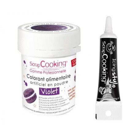 Colorant alimentaire Violet + Stylo de glaçage noir