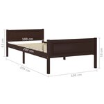 vidaXL Cadre de lit Bois de pin massif Marron foncé 100x200 cm