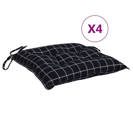 vidaXL Coussins de chaise 4 Pièces carreaux noir 50x50x7 cm tissu oxford