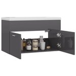 vidaXL Armoire d'évier avec lavabo intégré Gris brillant Aggloméré