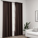 vidaXL Rideaux occultants aspect lin et crochets 2 Pièces Taupe 140x225cm