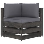 vidaXL Canapé de jardin 2 places avec coussins bois imprégné de gris