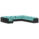 vidaXL Salon de jardin 11 Pièces avec coussins noir résine tressée