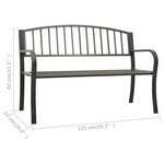vidaXL Banc de jardin 125 cm Acier Gris
