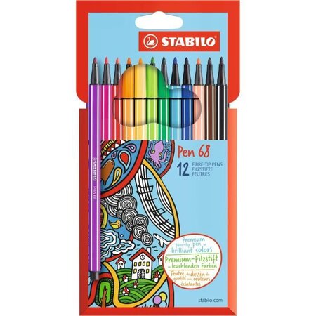 Stabilo etui carton de 12 feutres de coloriage pen 68