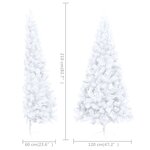 vidaXL Demi-arbre de Noël artificiel pré-éclairé et boules blanc 210cm