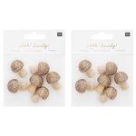 12 champignons en bois pailletés dorés 3 x 2 3 cm