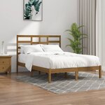 vidaXL Cadre de lit Marron miel Bois massif 135x190 cm Double