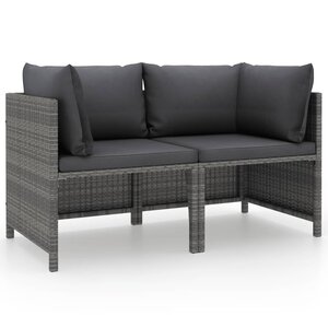 vidaXL Canapé de jardin à 2 places avec coussins Gris Résine tressée