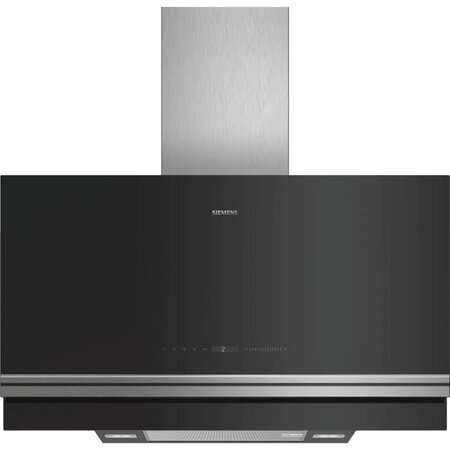 Hotte décorative murale siemens - évacuation et recyclage - 394 m³/h - 57db - 5 vitesses - l 90cm - noir finition verre
