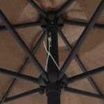 vidaXL Parasol avec LED et mât en aluminium 270 cm Taupe