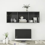 vidaXL Meuble TV mural Gris brillant 37x37x107 cm Aggloméré