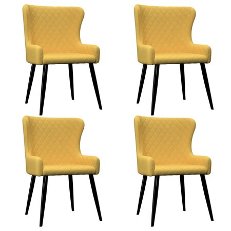 vidaXL Chaises à manger lot de 4 jaune tissu