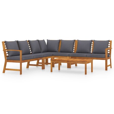 vidaXL Salon de jardin 6 Pièces avec coussin Bois d'acacia solide