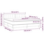vidaXL Lit à sommier tapissier et matelas Gris foncé 160x200cm Velours
