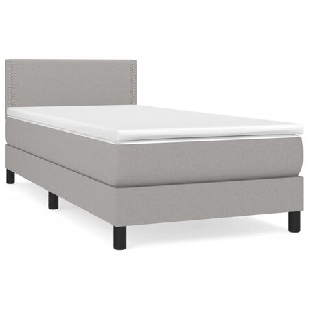 vidaXL Lit à sommier tapissier et matelas Gris clair 90x190 cm Tissu