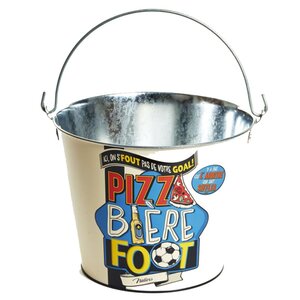Seau à canettes en métal pizza bière foot