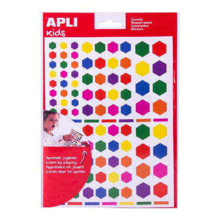 6  Feuilles  624 Gommettes Enlevables Hexagonales Couleurs Assorties