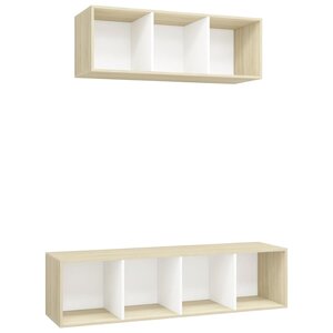 vidaXL Ensemble de meuble TV 2 Pièces Blanc et chêne sonoma Aggloméré