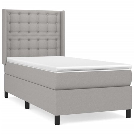 vidaXL Lit à sommier tapissier avec matelas Gris clair 90x200 cm Tissu
