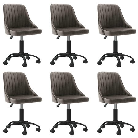vidaXL Chaises pivotantes à manger lot de 6 gris foncé velours