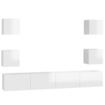vidaXL Ensemble de meubles TV 6 Pièces Blanc brillant Aggloméré