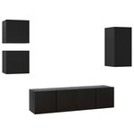vidaXL Ensemble de meuble TV 5 Pièces Noir Aggloméré