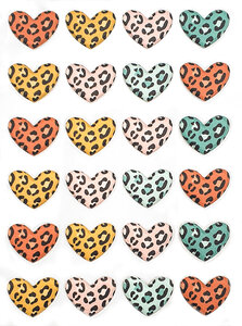 Stickers Puffy Coeurs léopard de 2 1 à 1 6 cm 24 pièces