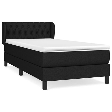 vidaXL Lit à sommier tapissier avec matelas Noir 90x200 cm Tissu