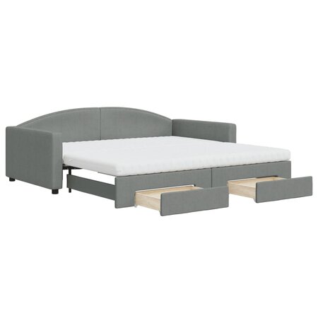 vidaXL Lit de jour avec gigogne et tiroirs gris foncé 100x200 cm tissu
