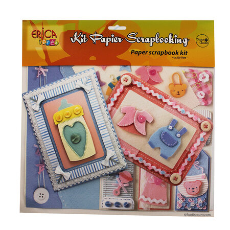 Kit papier 30x30cm scrapbooking naissance fille et garçon - erica