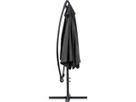 Parasol jardin déporté Alu "Ilios" - Rond - Ø 3 m - Noir - Dalles incluses